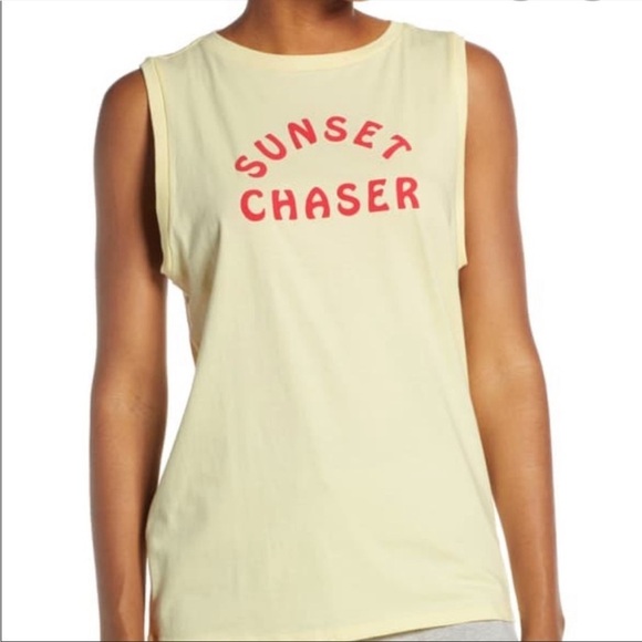 Patagonia Sunset Chaser Sleeveless Tee in Yellow Size Small - Picture 1 of 5